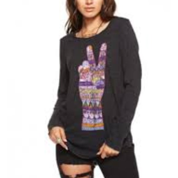 Chaser Peace Fingers Triblend long sleeve tee - Picture 1 of 8